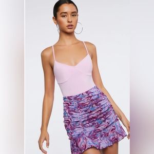 NWT Marble Print Ruched Mini Skirt